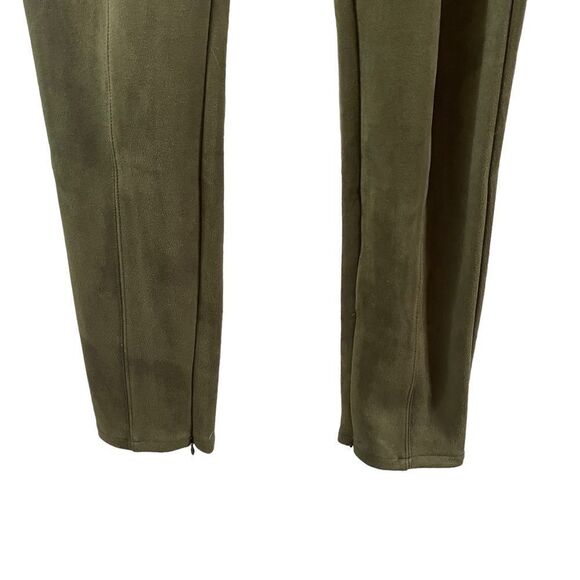 By Anthropologie Faux Suede Green Leggings Zipper Hem Size 30 - Picture 5 of 7